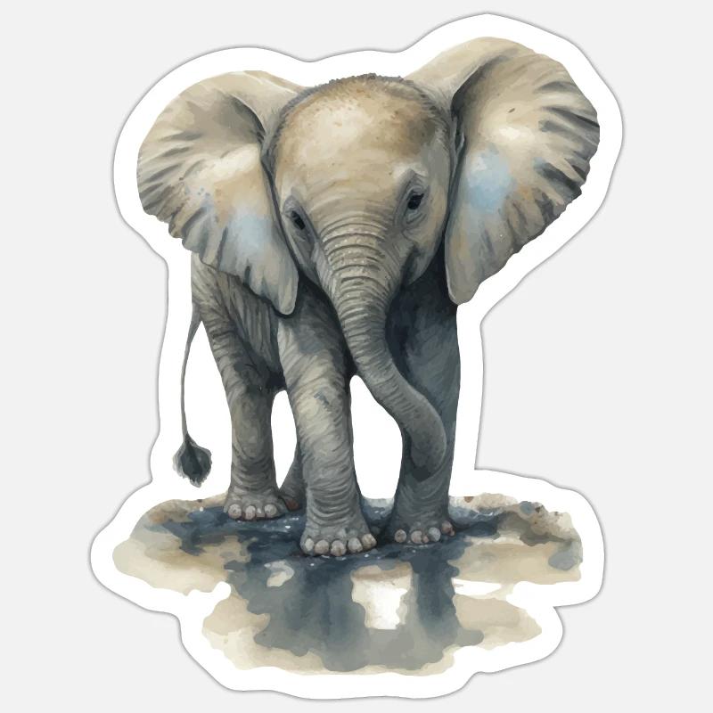 Baby Elefant - Sticker Größe S (10 x 10 cm) - Mattweiß