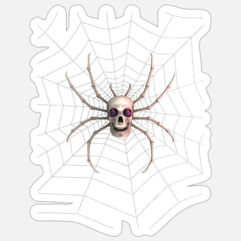 Crâne araignée - Sticker taille S (10 x 10 cm) - blanc mat