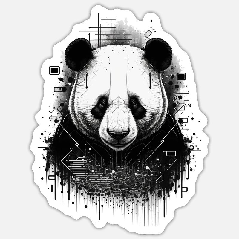 Futuristic Panda - Sticker size S (10 x 10 cm) - white matte