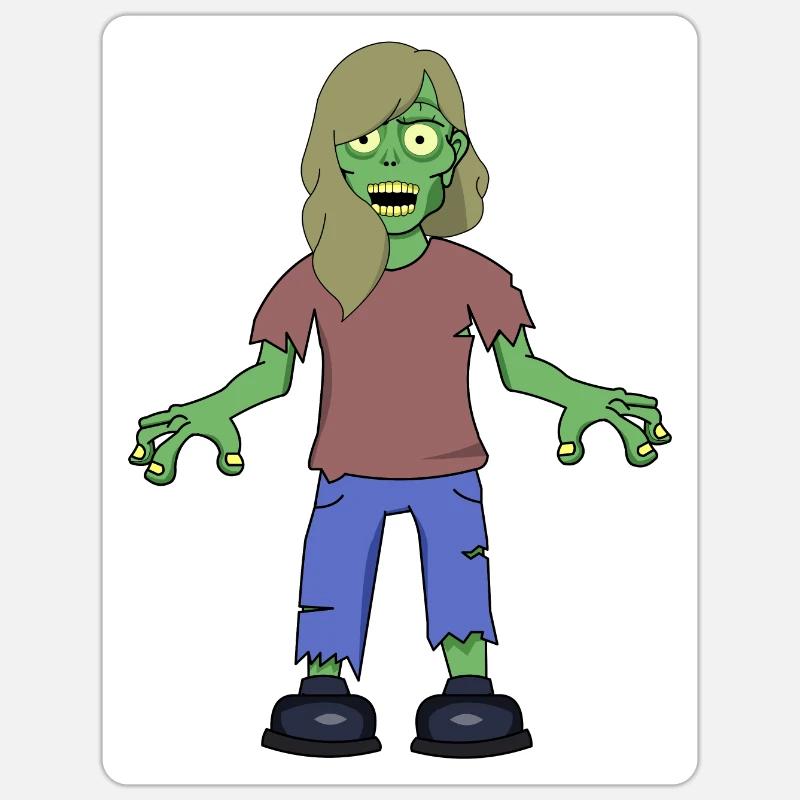 Zombie Mädchen - Sticker Größe S (10 x 10 cm) - Mattweiß
