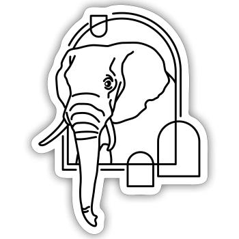 Elefant in geometrischer Form - Line-Art-Design - Sticker Größe S (10 x 10 cm) - Mattweiß - Vorne