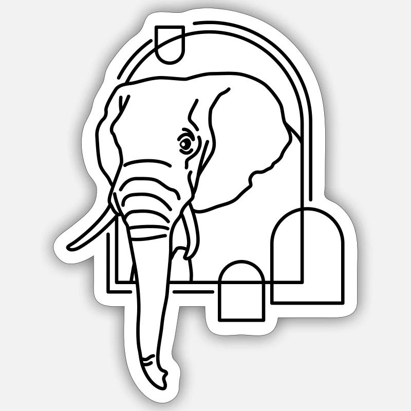 Éléphant en forme géométrique - Conception d’art au trait Sticker taille S (10 x 10 cm)