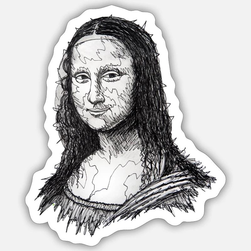 Mona Lisa - Sticker Größe S (10 x 10 cm) - Mattweiß