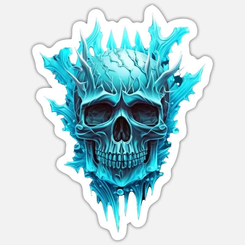 Eisiger Schädel - Sticker Größe S (10 x 10 cm) - Mattweiß