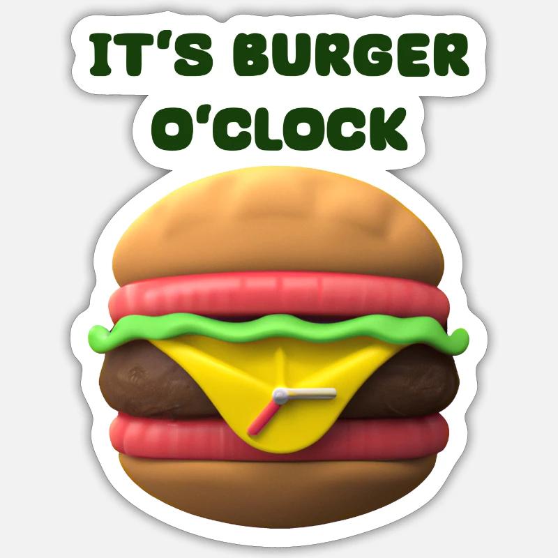 IT'S BURGER O'CLOCK - Sticker size S (10 x 10 cm) - white matte