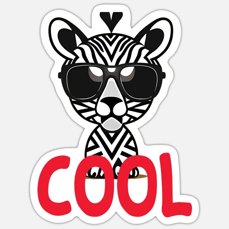 Cooles Zebra - cool - Sticker Größe S (10 x 10 cm) - Mattweiß