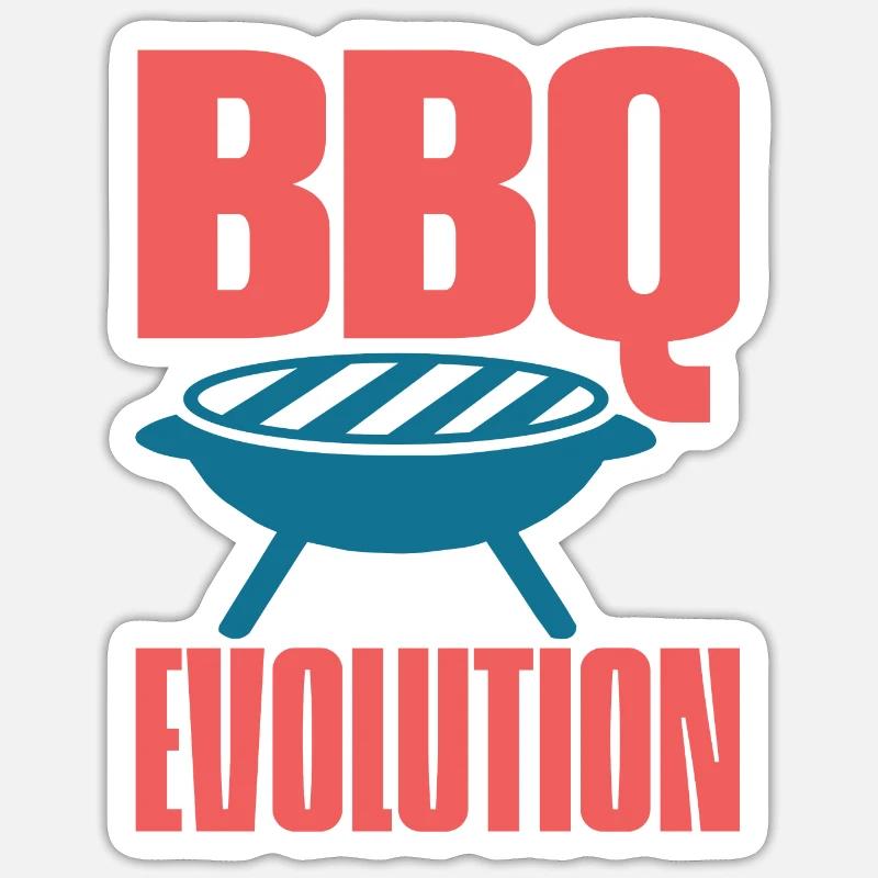 ÉVOLUTION DU BARBECUE - Sticker taille S (10 x 10 cm) - blanc mat