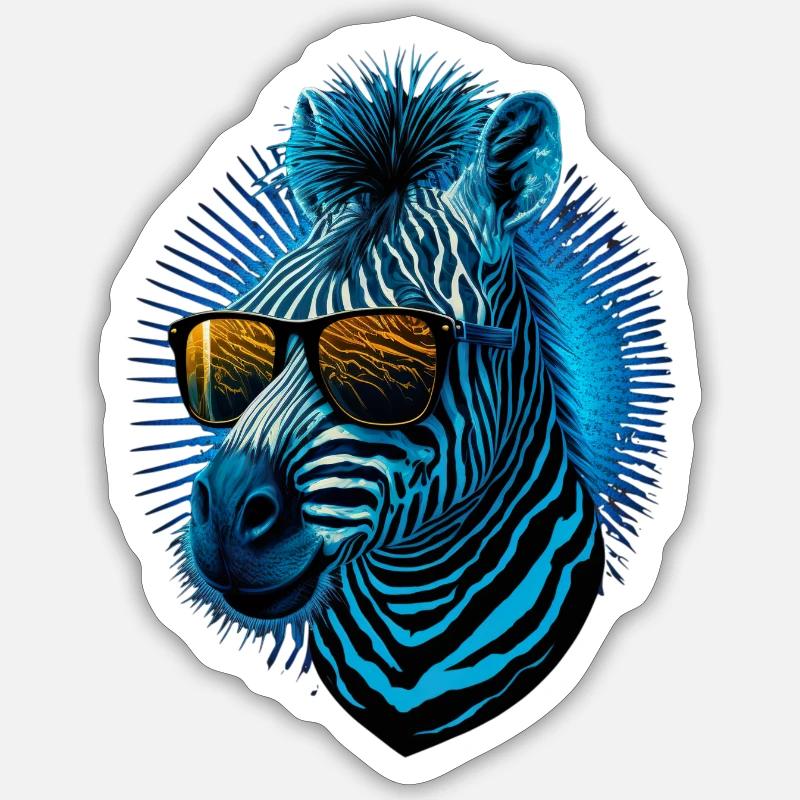 Cool Zebra - Sticker size S (10 x 10 cm) - white matte