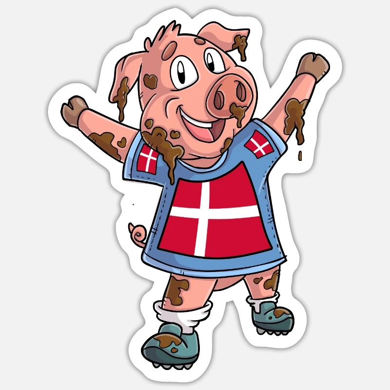 Fan Pig Danemark - Sticker taille S (10 x 10 cm) - blanc mat