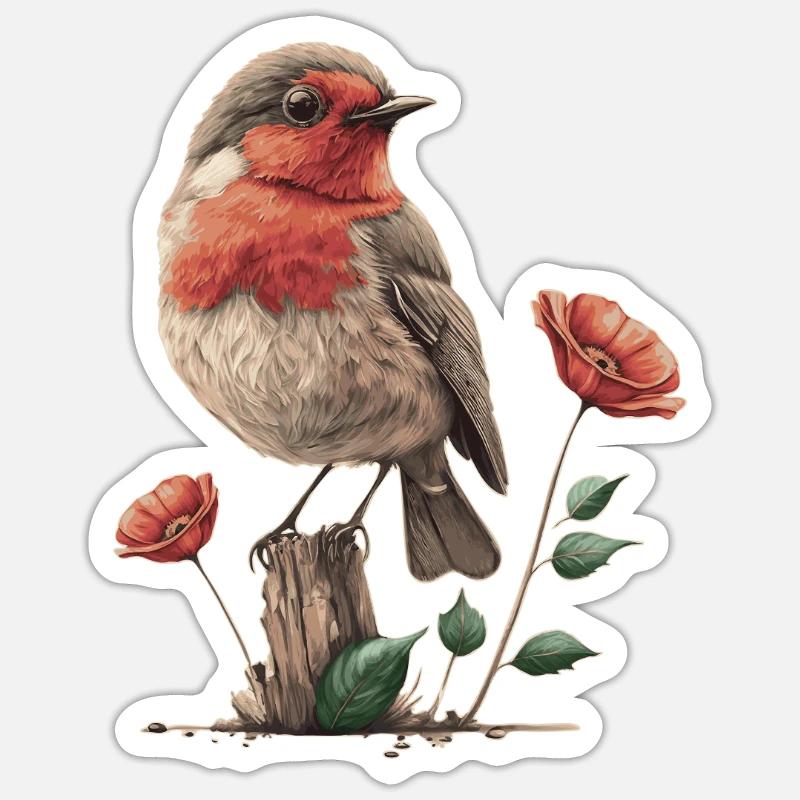 Rotkehlchen Sticker Größe S (10 x 10 cm)