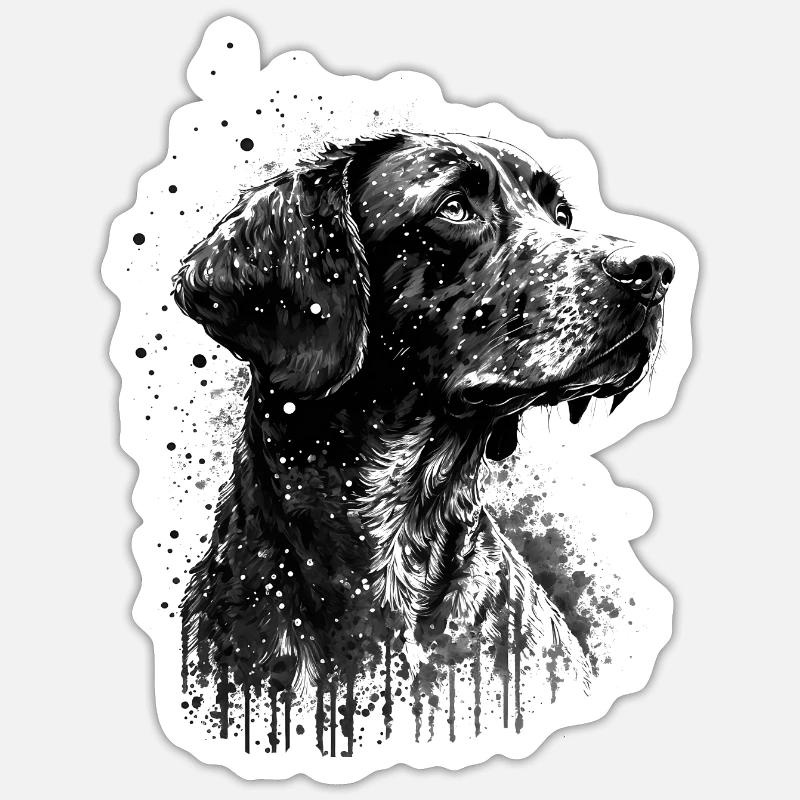 Chien de chasse - Sticker taille S (10 x 10 cm) - blanc mat