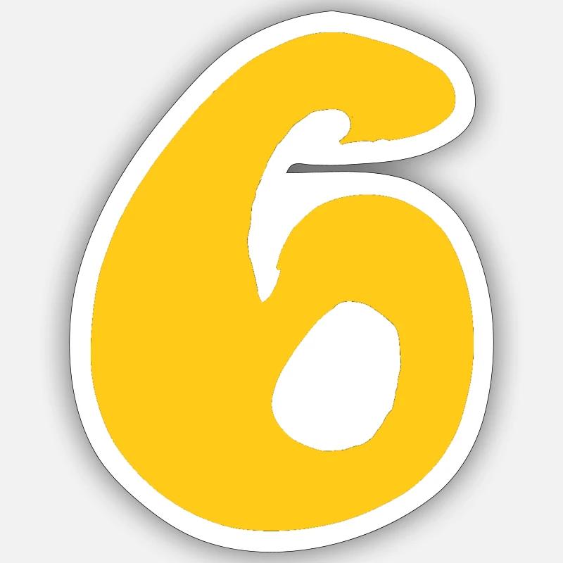 Nummer 6 Handschrift - Sticker Größe S (10 x 10 cm) - Mattweiß