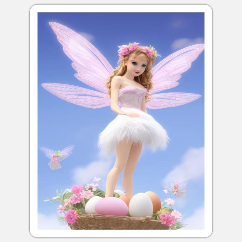 Pixie im Retro-Stil auf Ei - Ostern Sticker Größe S (10 x 10 cm)