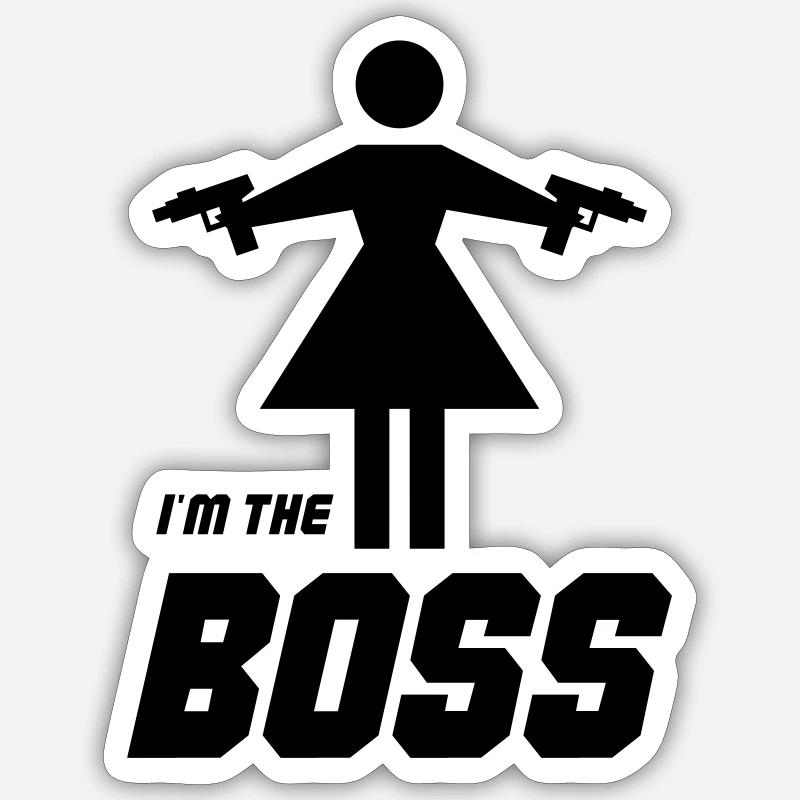 Fille Im le Boss - Sticker taille S (10 x 10 cm) - blanc mat