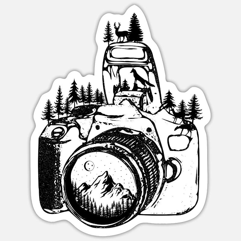 Caméra - Sticker taille S (10 x 10 cm) - blanc mat