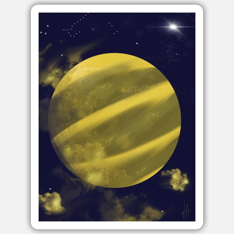 Dessin planète - Sticker taille S (10 x 10 cm) - blanc mat