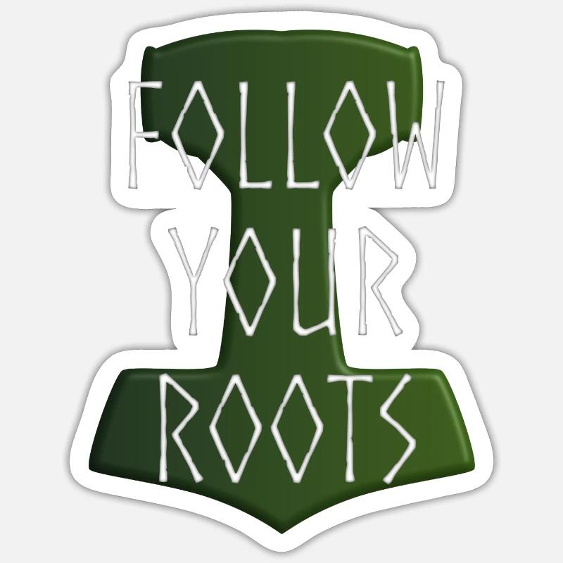 Follow your Roots - Hammer Donar Thor Mjölnir Sticker size S (10 x 10 cm)