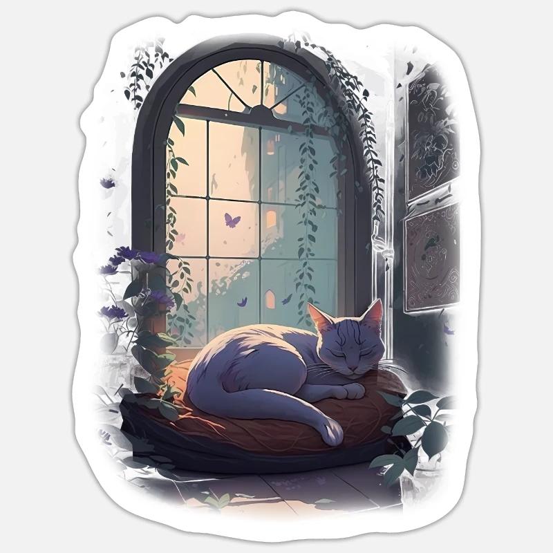 Sleeping Cat Sticker size S (10 x 10 cm)