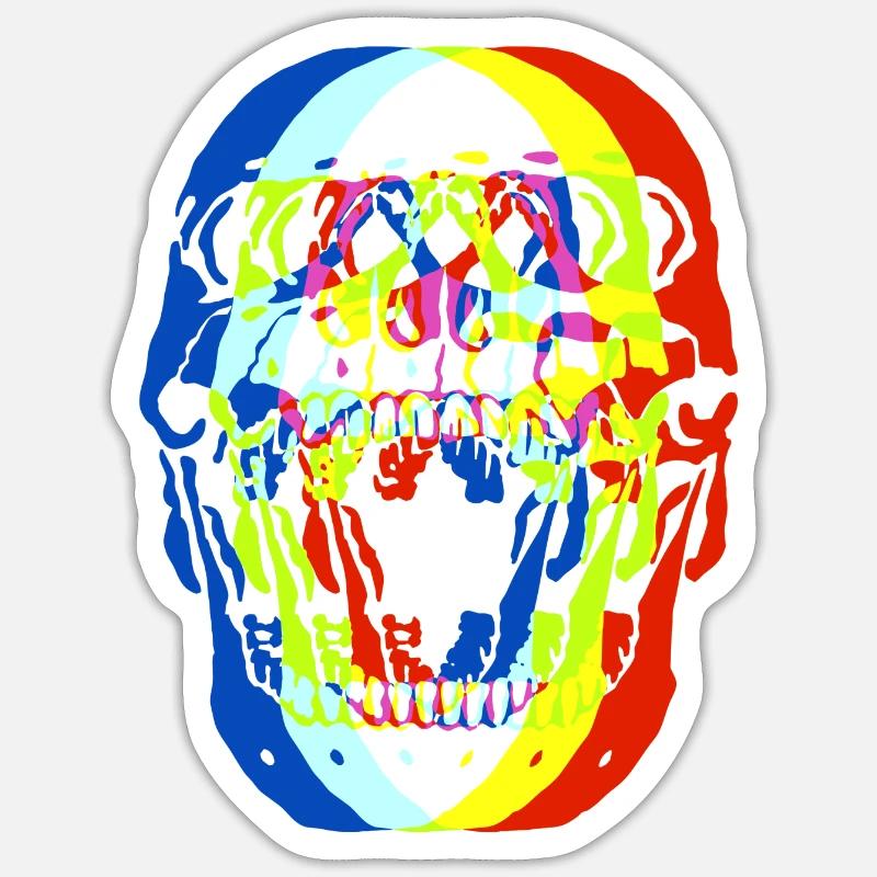 Schädel bunt - Sticker Größe S (10 x 10 cm) - Mattweiß