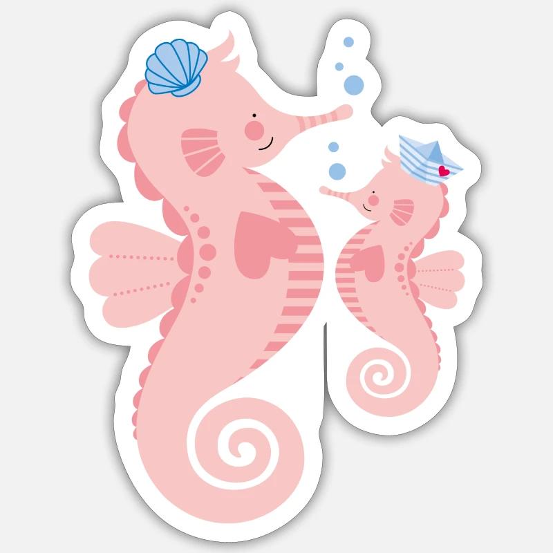 Hippocampe - Sticker taille S (10 x 10 cm) - blanc mat