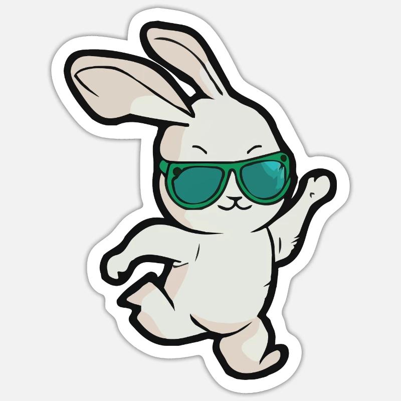Sunglasses Easter Bunny Dances Sticker size S (10 x 10 cm)