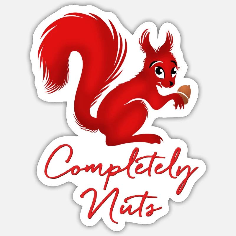 completely nuts - the crazy squirrel - Sticker Größe S (10 x 10 cm) - Mattweiß