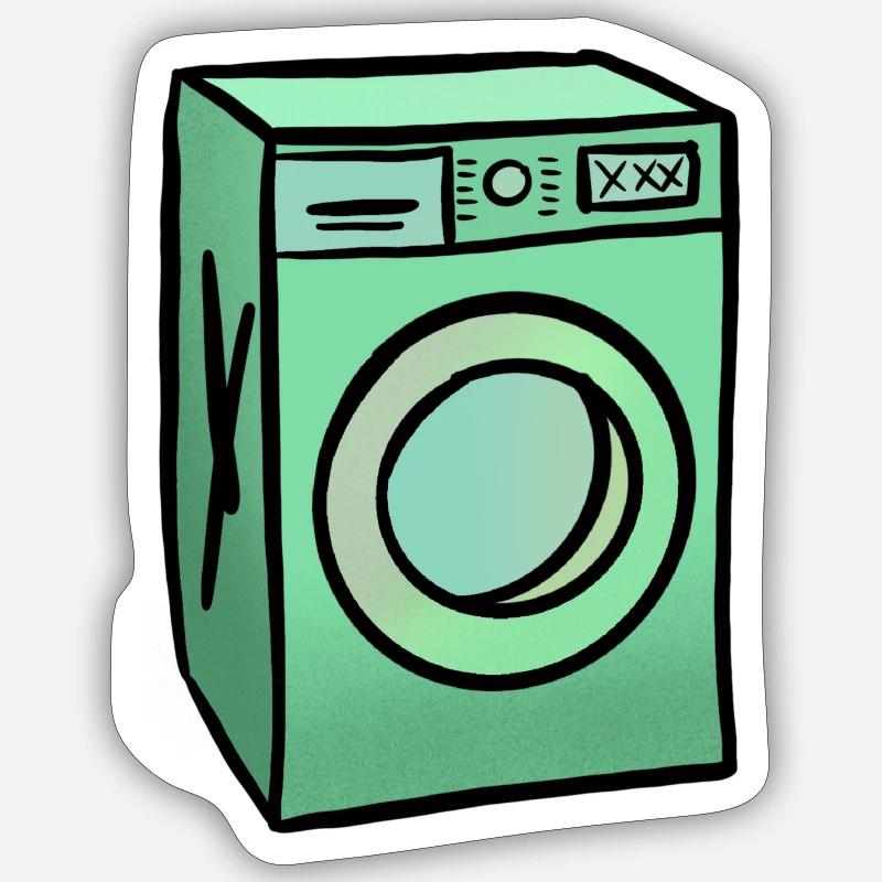 Machine à laver - Sticker taille S (10 x 10 cm) - blanc mat
