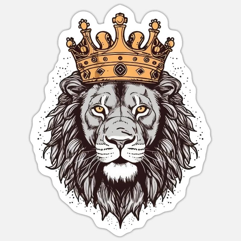 Löwe mit Krone - Sticker Größe S (10 x 10 cm) - Mattweiß