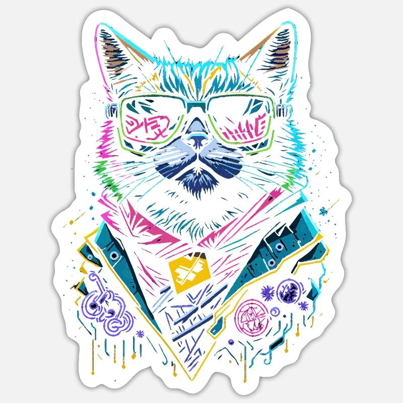 Kunst Katze Keep Cool Sticker Größe S (10 x 10 cm)