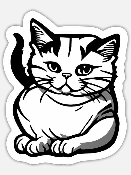 Schwarz-weißes Katzenlogo - Sticker Größe S (10 x 10 cm) - Mattweiß