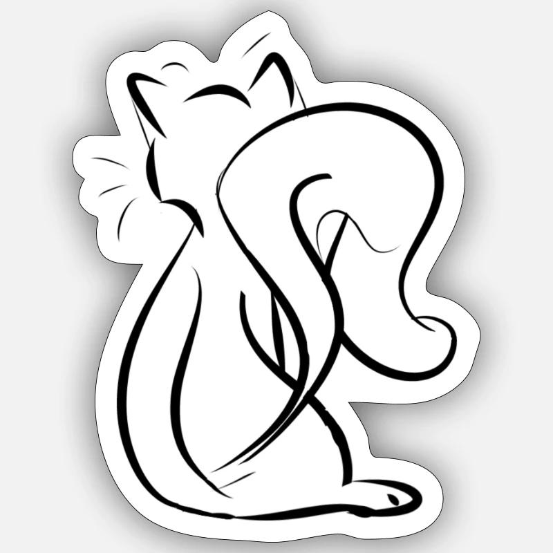 Kitty Silhouette - Sticker Größe S (10 x 10 cm) - Mattweiß