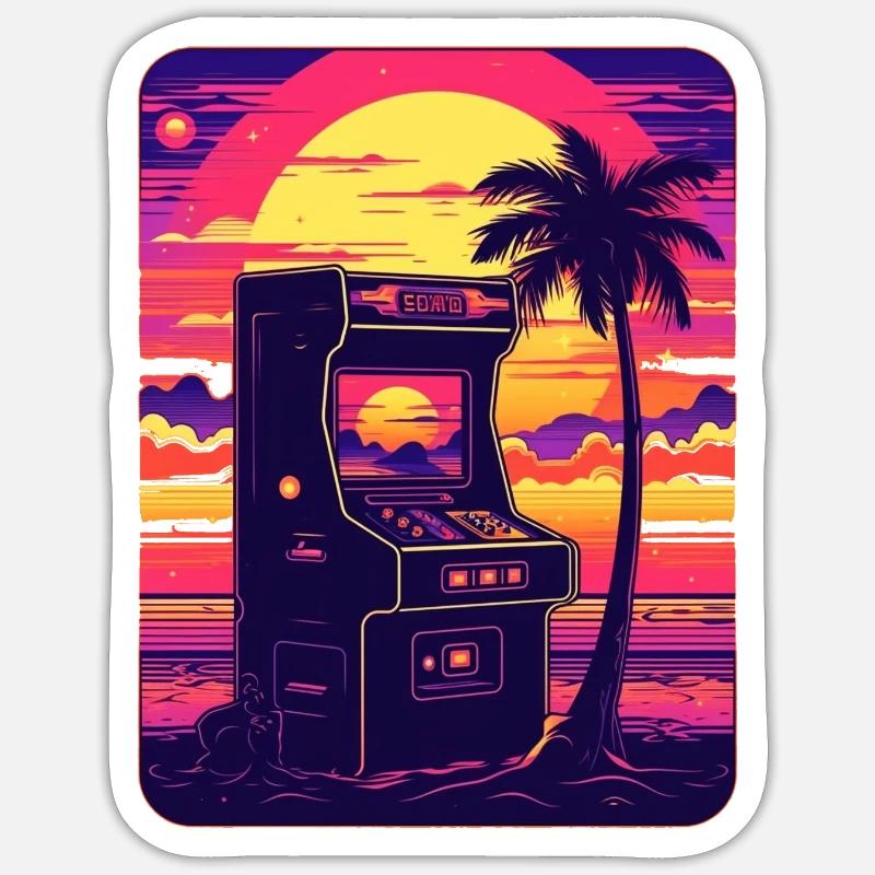 Vintage Arcade-Controller Nostalgischer Sticker Größe S (10 x 10 cm)