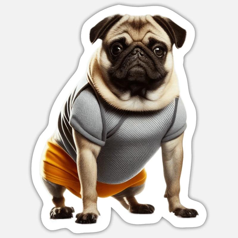 Mops | Mops | Mops | Hunde | Hunde - Sticker Größe S (10 x 10 cm) - Mattweiß