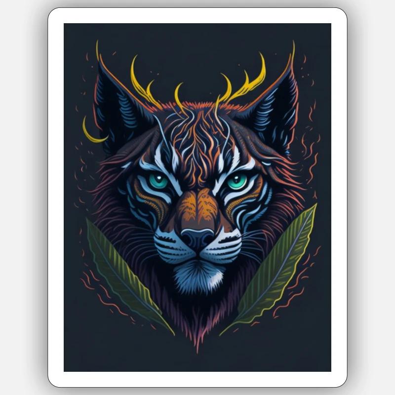 Lynx with leaf - Sticker Größe S (10 x 10 cm) - Mattweiß