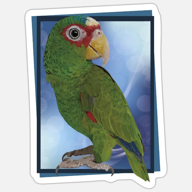 Perroquet à front blanc Sticker taille S (10 x 10 cm)