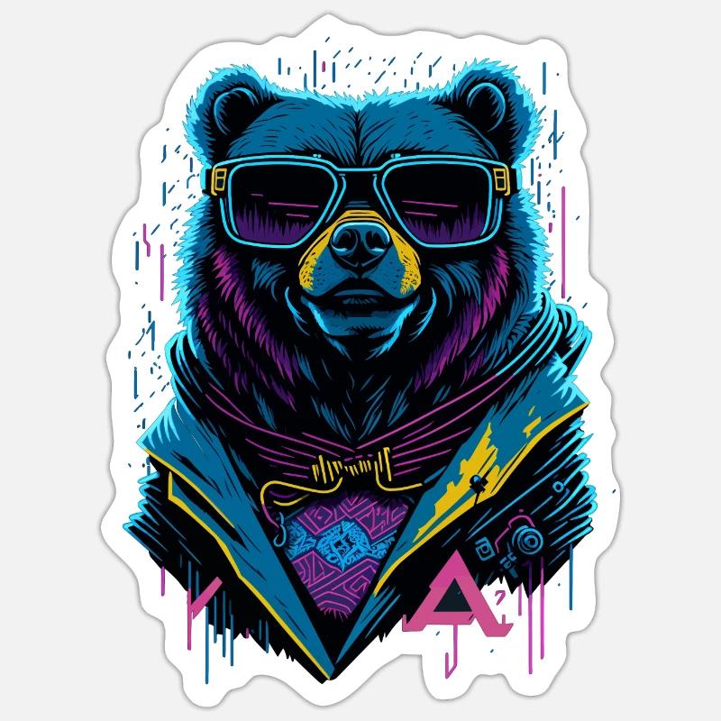 Cyberbear - Sticker Größe S (10 x 10 cm) - Mattweiß