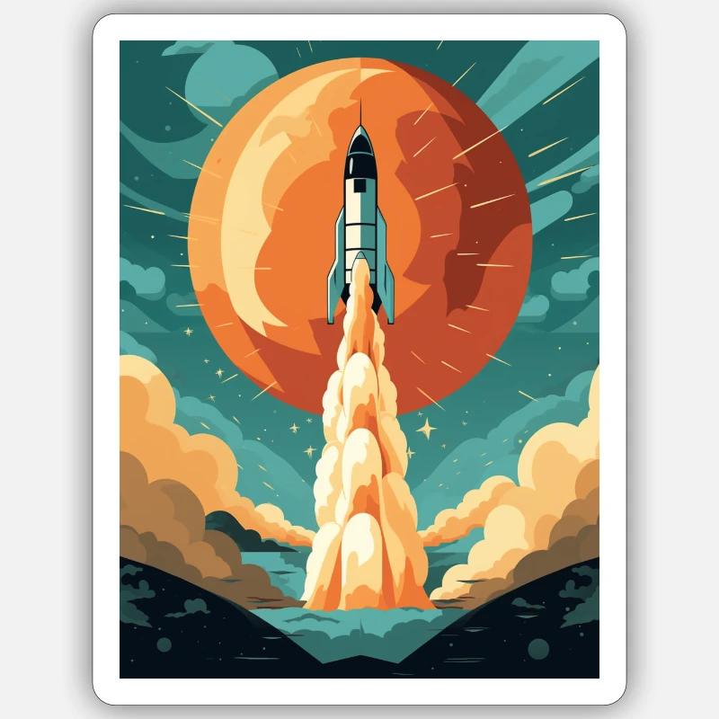 Lancement de fusée Raketenstart - Sticker taille S (10 x 10 cm) - blanc mat