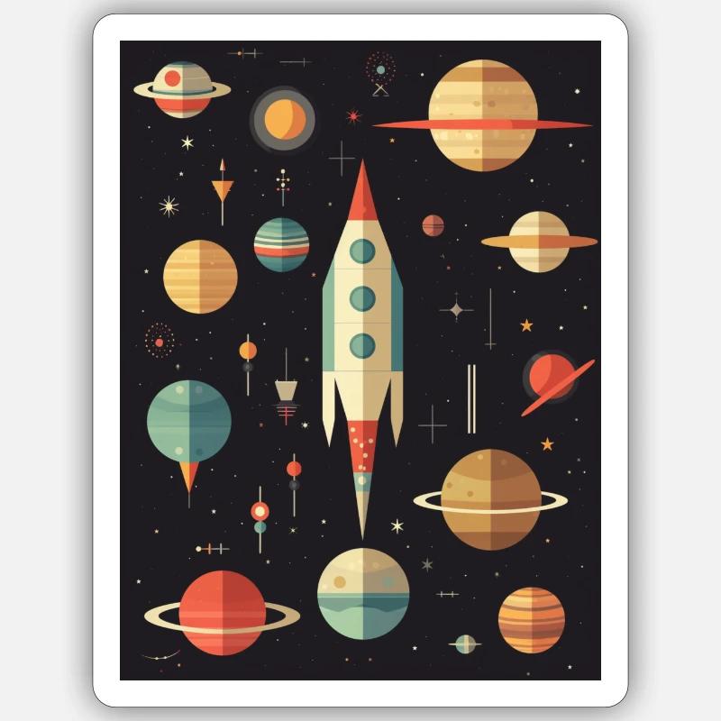 Rocket Launch Raketenstart - Sticker Größe S (10 x 10 cm) - Mattweiß