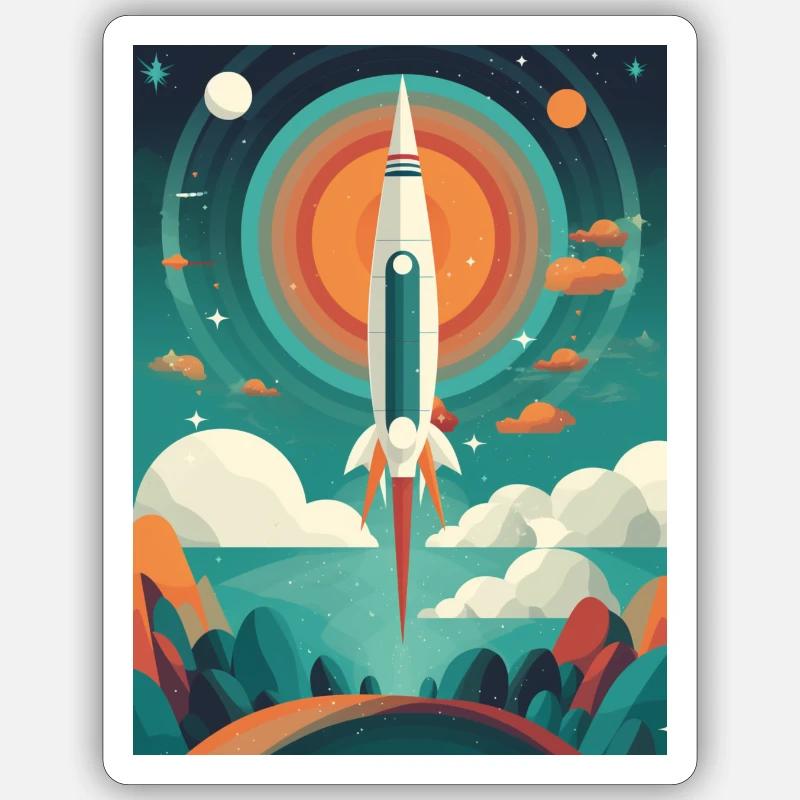 Rocket Launch Raketenstart - Sticker size S (10 x 10 cm) - white matte