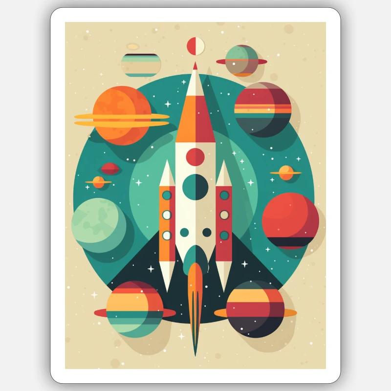 Lancement de fusée Raketenstart - Sticker taille S (10 x 10 cm) - blanc mat
