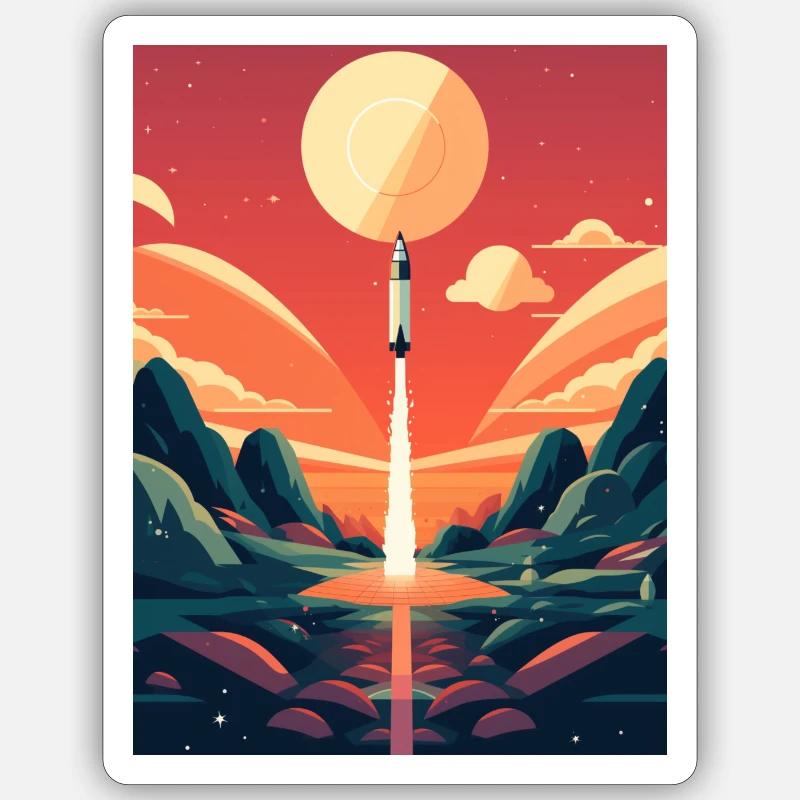 Rocket Launch Raketenstart Sticker Größe S (10 x 10 cm)