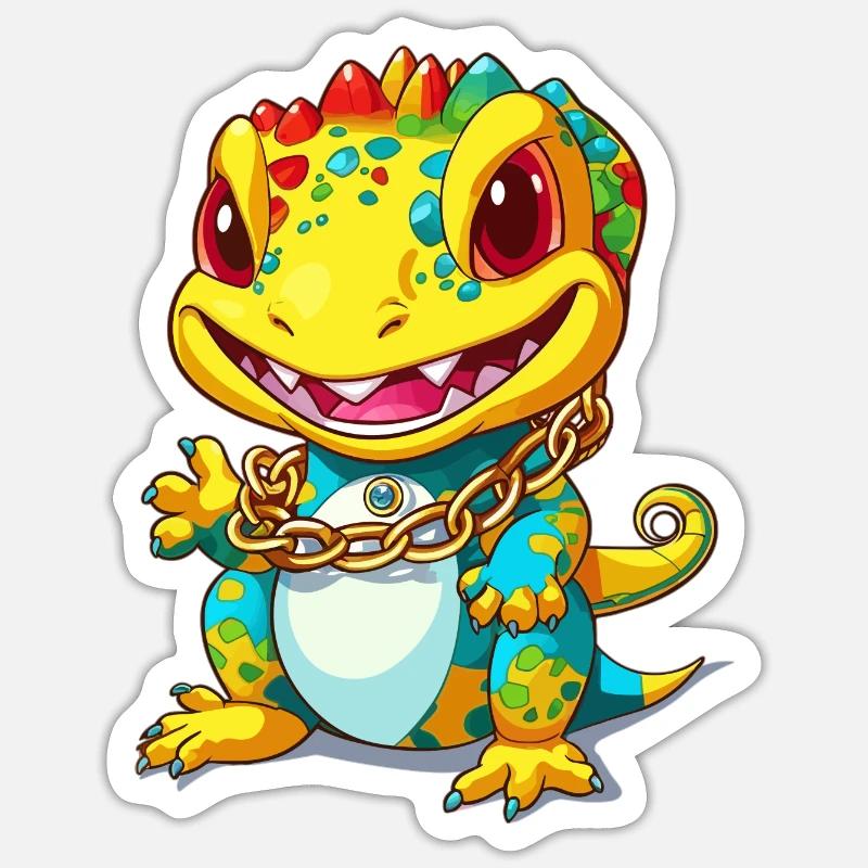 Gold Lizard - Sticker size S (10 x 10 cm) - white matte