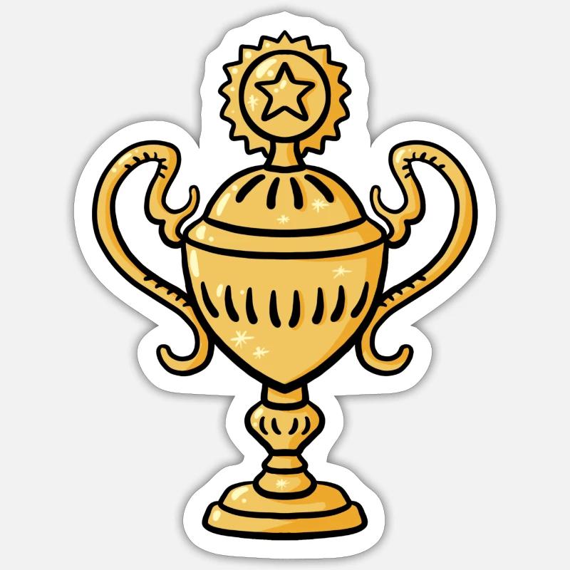 Pokal Gewinner Sieger Geschenkidee - Gold Trophäe - Sticker Größe S (10 x 10 cm) - Mattweiß