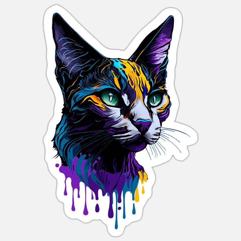 Colorful Cat Splash Art Devon Rex Sticker size S (10 x 10 cm)