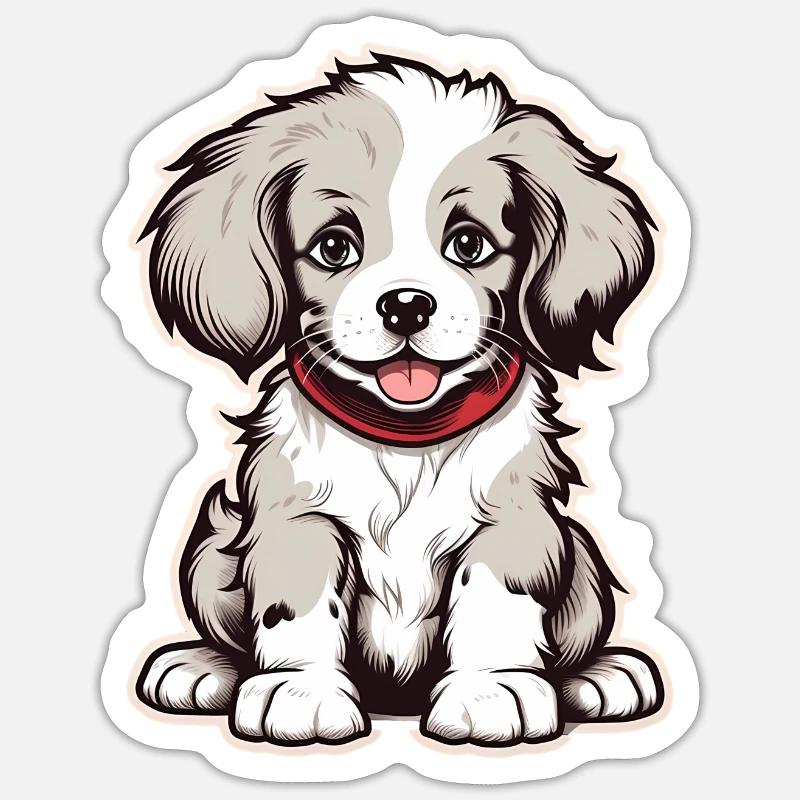 Chiot mignon - Sticker taille S (10 x 10 cm) - blanc mat