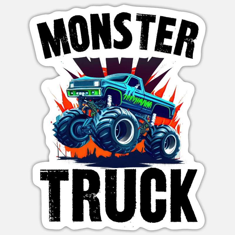 monster truck - Sticker taille S (10 x 10 cm) - blanc mat
