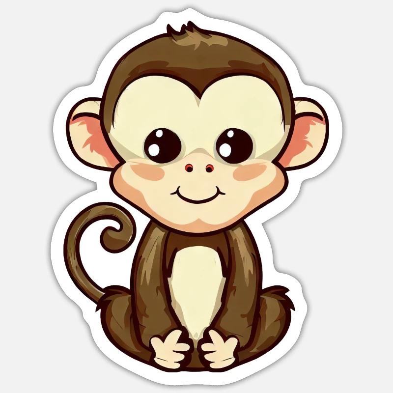 Monkey sitting, meditating and relaxing - Sticker size S (10 x 10 cm) - white matte