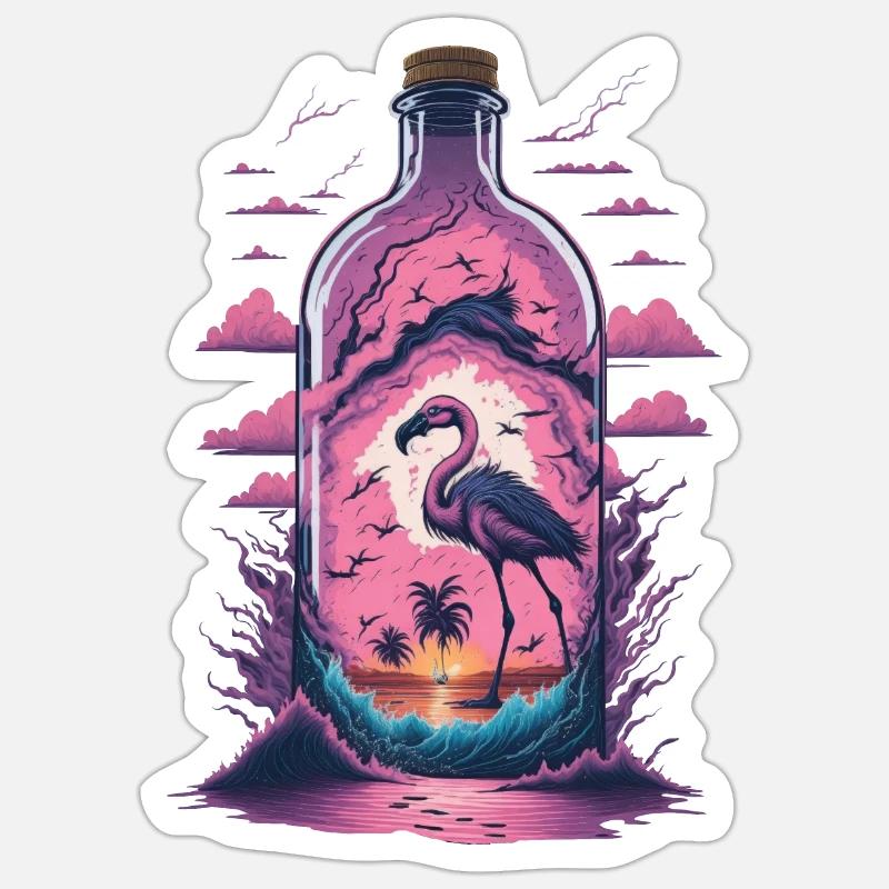 Flamingo - Sticker Größe S (10 x 10 cm) - Mattweiß