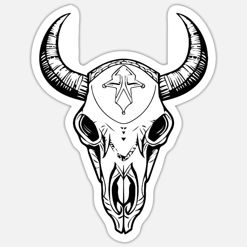 Cow Skull Boho Sticker size S (10 x 10 cm)