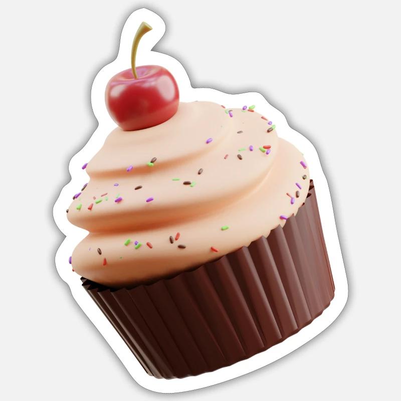 cupcake Muffin - Sticker Größe S (10 x 10 cm) - Mattweiß
